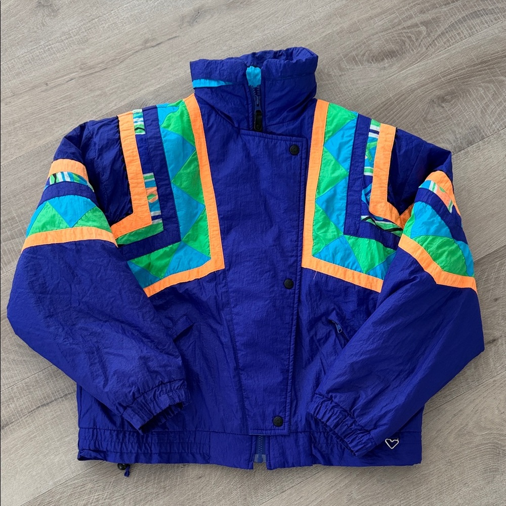 Vintage 80’s women’s Purple and Neon design Obermeyer Ski Jacket size 12